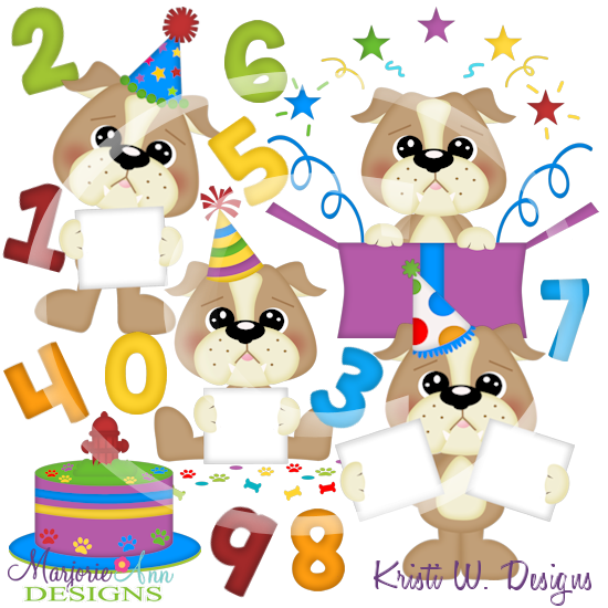 Happy Barkday Birthday Numbers SVG Cutting Files+Clip Art - Click Image to Close